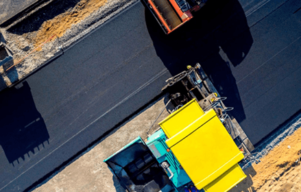 Bulldozers during construction on road