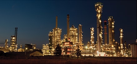 View of Rotterdam refinery at night