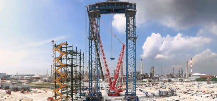 Panoramic view of the construction site at the Singapore Resid Upgrade Project.