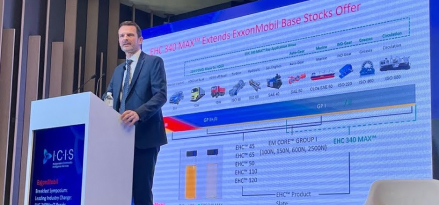 ExxonMobil Basestocks Strategic Accounts Executive Nick Harris speaks at the 15th ICIS Asian Base Oils and Lubricants Conference, held in March 2023 at the Fairmont Hotel in Singapore.