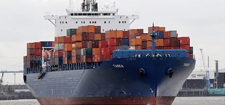 Container vessel front view barge