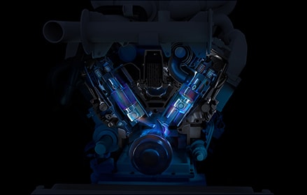 Marine engine close up in the dark Marine engine close up in the dark