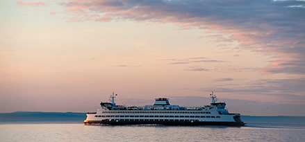 ship in sunset