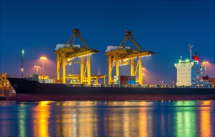 Shipping port with crane Shipping port with crane