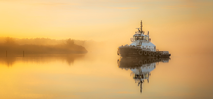 Tugboat on river