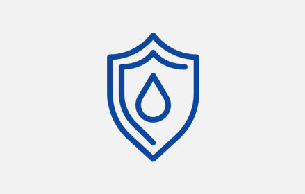 Icon of blue shield with water icon