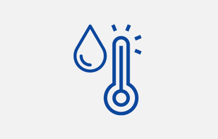 Blue thermometer with water droplet