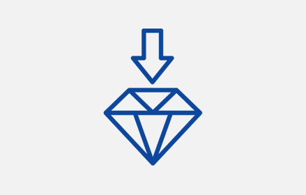 Blue diamond with down arrow