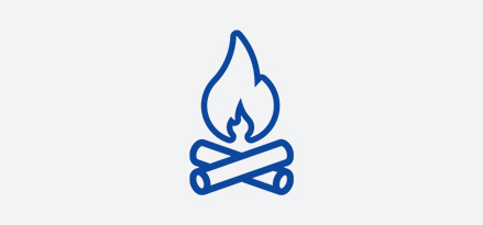 Blue flame and logs icon