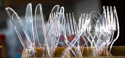 Clear plastic utensils