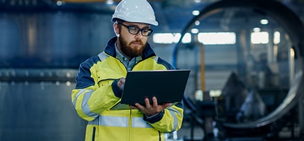 Lubricants industry worker at industry plant